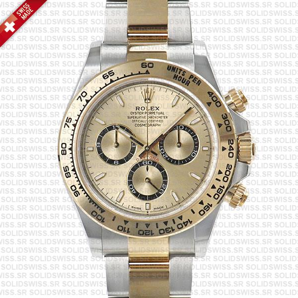 Rolex Cosmograph Daytona 2-tone 18k Yellow Gold/904l Steel Ref.126503 Gold Dial Stick Markers 40mm Cal.4131 Swiss Replica Super Clone New 2024 Model