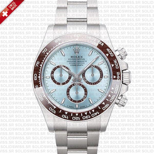 Rolex Cosmograph Daytona Platinum Ref.126506 Ice Blue Dial Stick Markers 40mm Cal.4131 Swiss Replica Super Clone New 2024 Model