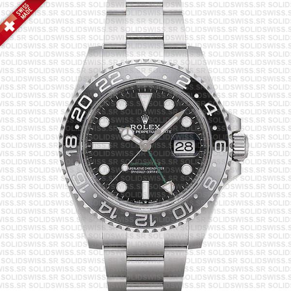 Rolex Gmt-master Ii Black/grey Ceramic Bezel 904l Steel Oyster Bracelet 40mm 126710grnr Swiss Made Replica Super Clone