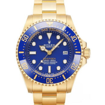 Rolex Deepsea Gold Blue Dial Ceramic Bezel 18k Yellow Gold Wrap 904l Steel 44mm 136668lb Swiss Made Replica Super Clone